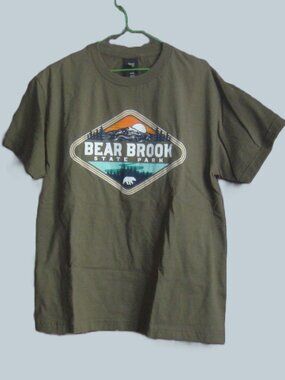 Bear Brook State Park Graphic Logo Khaki Olive Army Green Granola Tshirt Tee